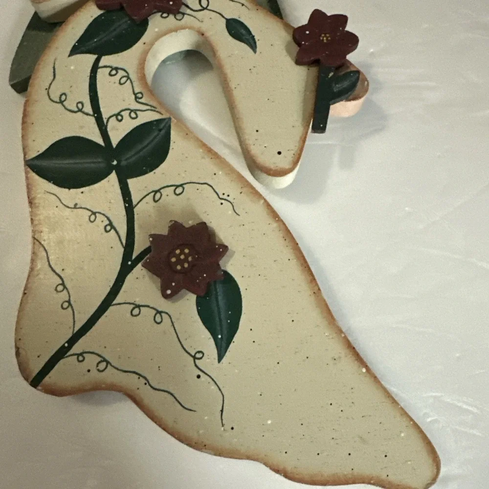 Wooden Angel Hanging Plaque Country Wall Art Decoration 14x7 Primitive